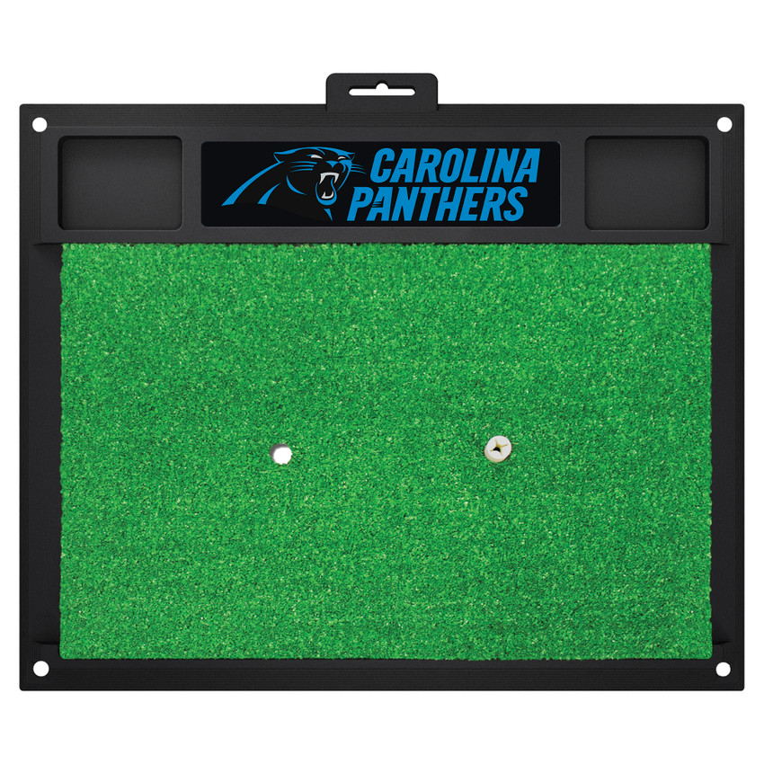 Carolina Panthers Golf Hitting Mat Panther Primary Logo and Wordmark Black