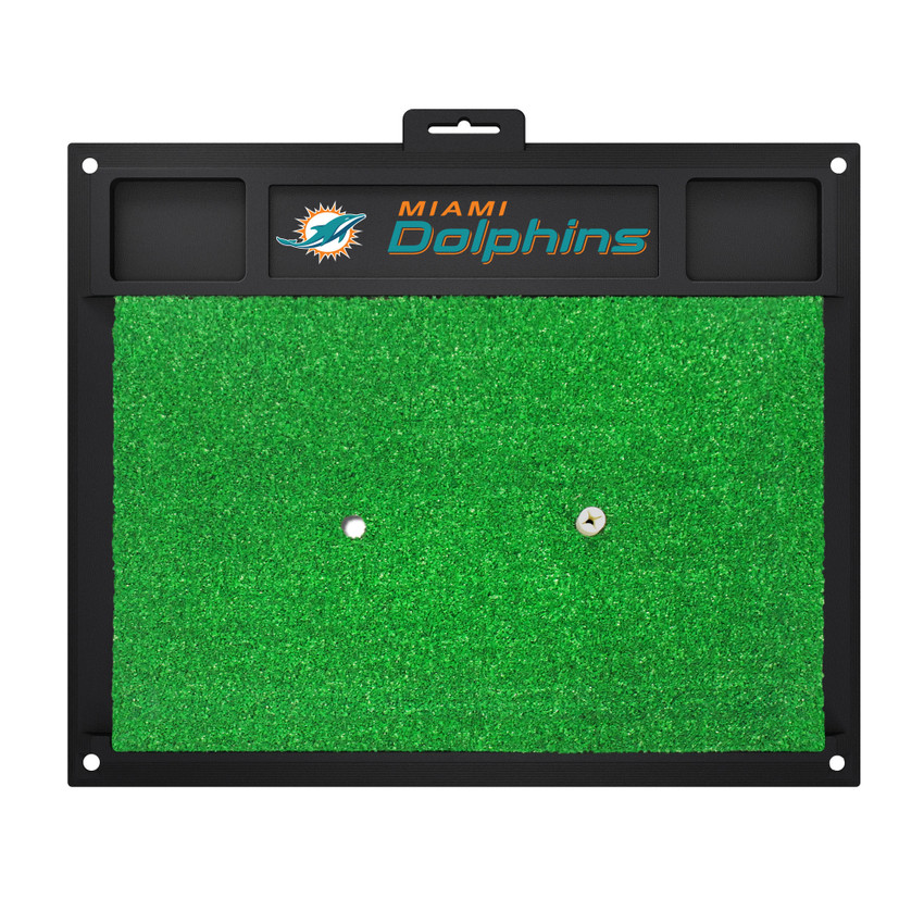 Miami Dolphins Golf Hitting Mat Dolphin Primary Logo and Wordmark Aqua
