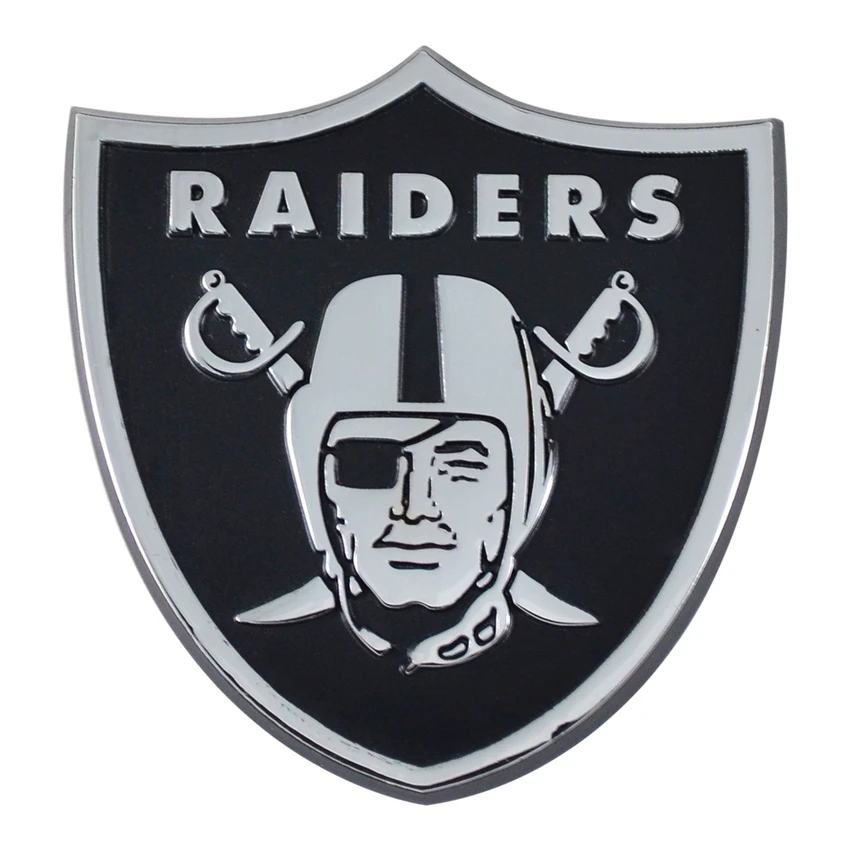 Las Vegas Raiders 3D Chrome Metal Emblem Raider Shield Primary Logo