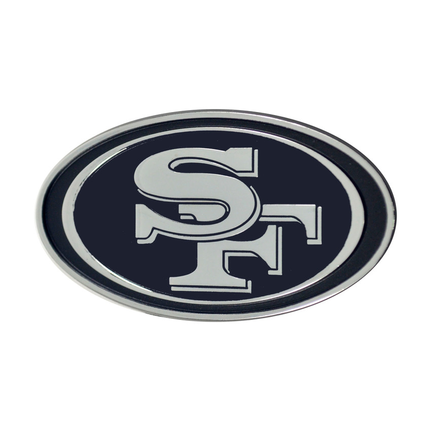 San Francisco 49ers 3D Chrome Metal Emblem Oval SF Primary Logo