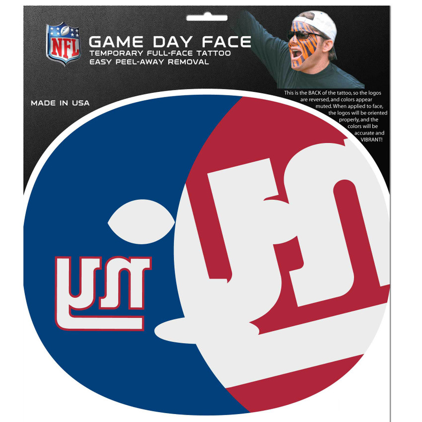 New York Giants Game Face Temporary Tattoo