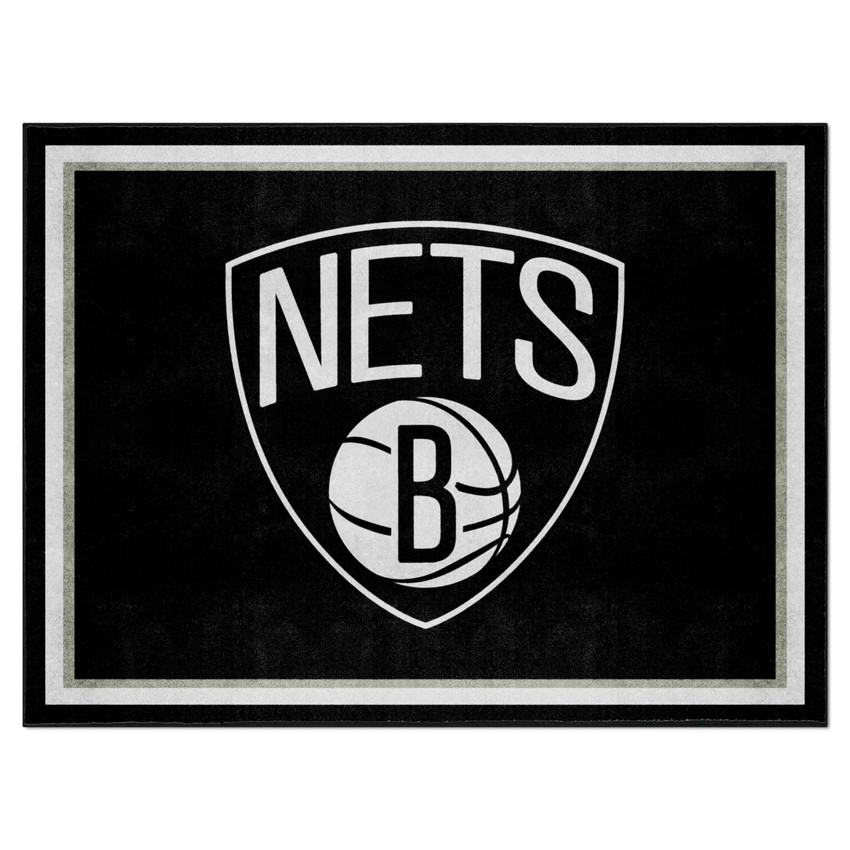Brooklyn Nets 8ft. x 10 ft. Plush Area Rug Nets Shield Primary Logo