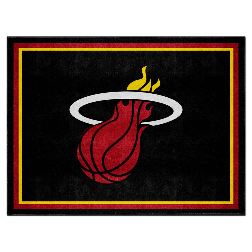 Miami Heat 8ft. x 10 ft. Plush Area Rug Flaming Basketball Primary Logo