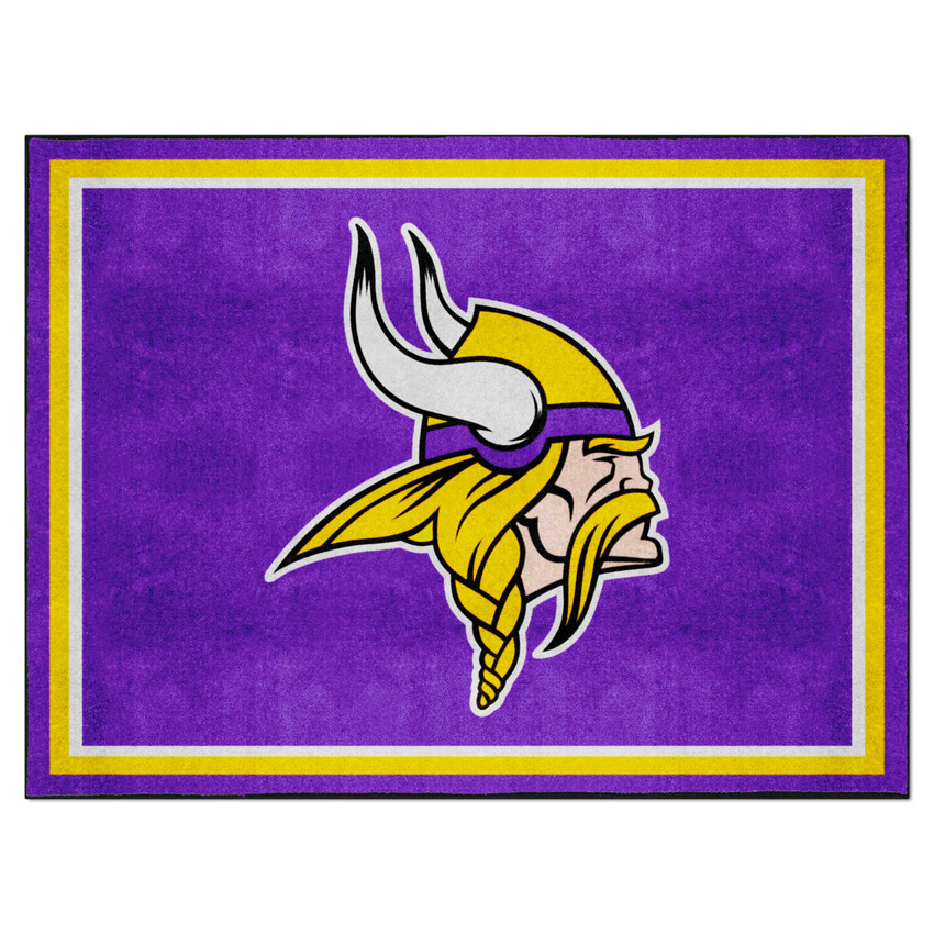 Minnesota Vikings 8ft. x 10 ft. Plush Area Rug Viking Head Primary Logo