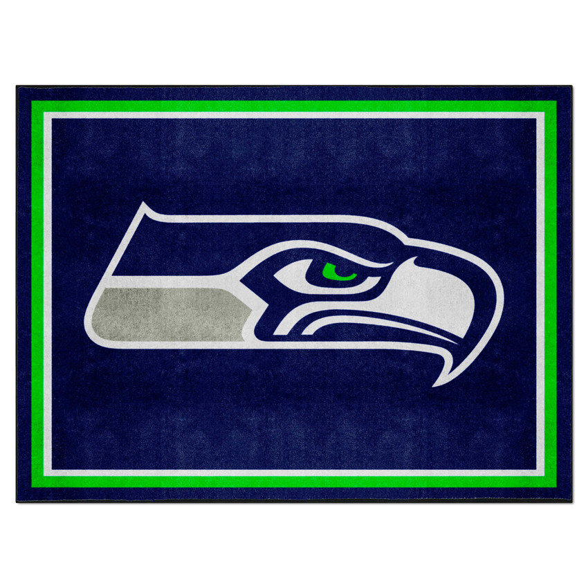 Seattle Seahawks 8ft. x 10 ft. Plush Area Rug Seahawk Head Primary Logo