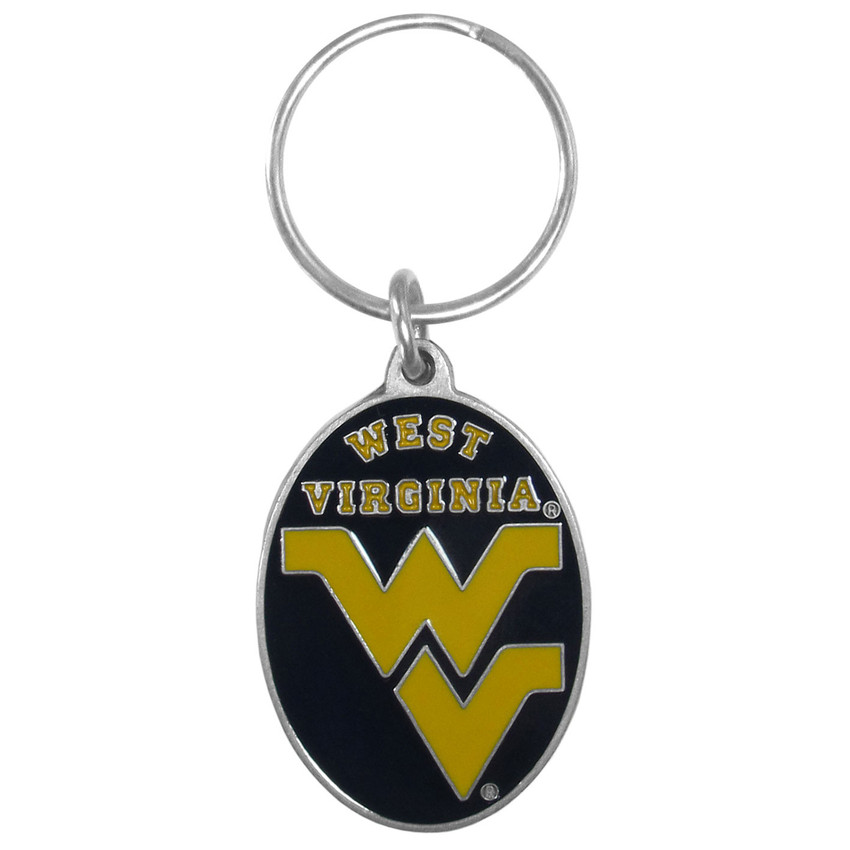 W. Virginia Mountaineers Carved Metal Key Chain
