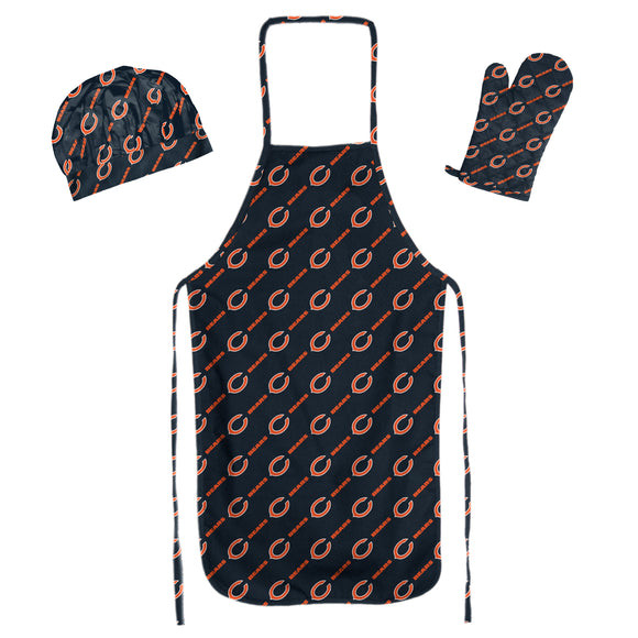 Chicago Bears Apron, Oven Mitt, And Chef Hat