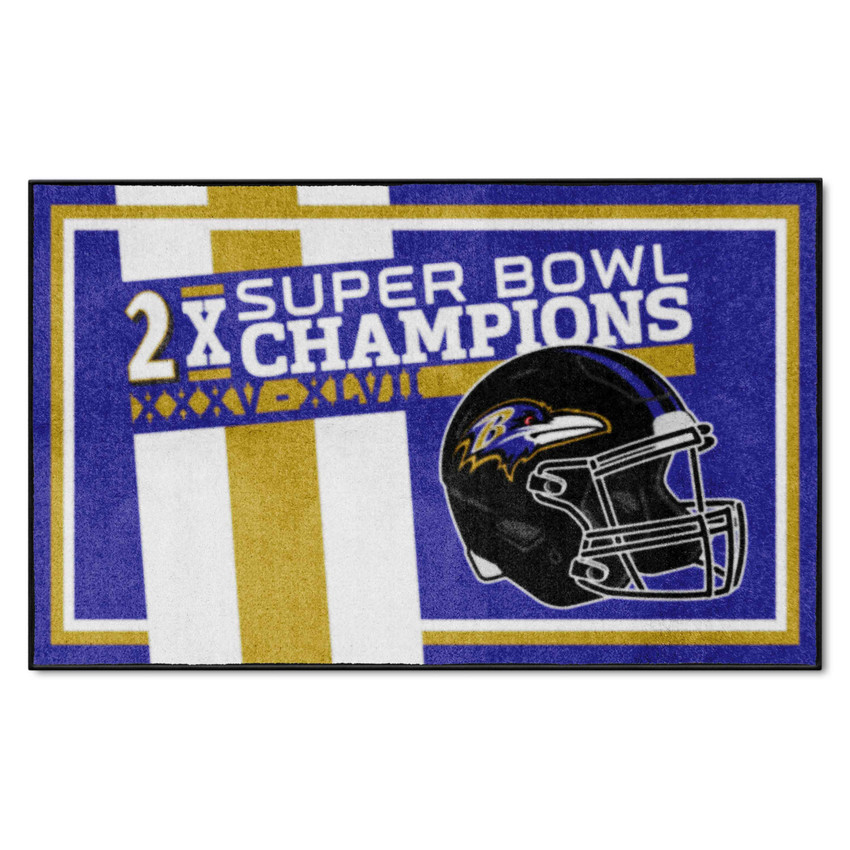 Baltimore Ravens Dynasty 4x6 Rug Ravens Helmet Logo 2x Purple