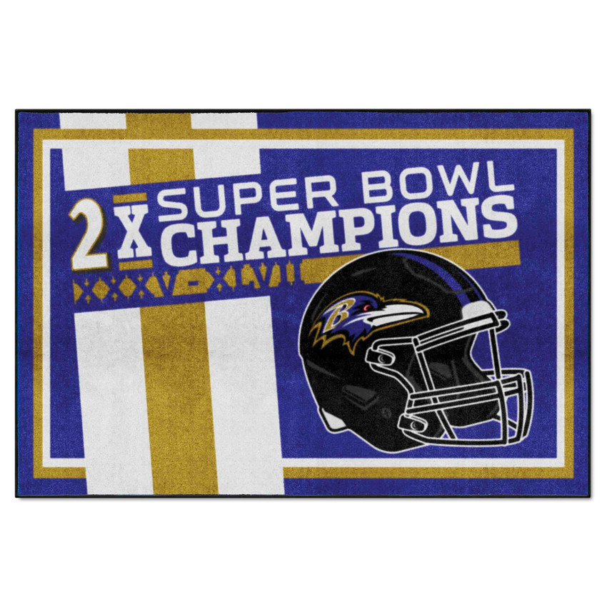 Baltimore Ravens Dynasty 5x8 Rug Ravens Helmet Logo 2x Purple