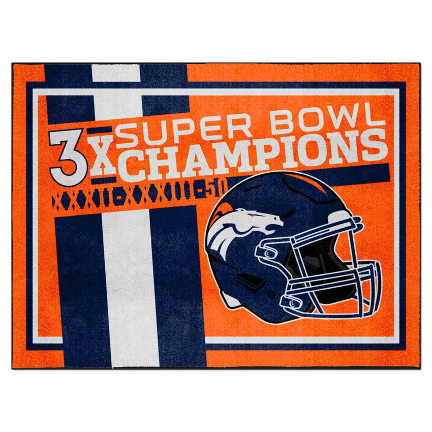 Denver Broncos Dynasty 8x10 Rug Broncos Helmet Logo 3x Orange
