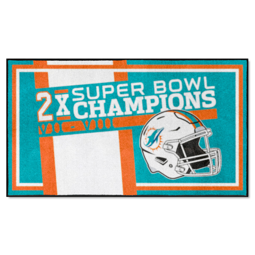 Miami Dolphins Dynasty 3x5 Rug Dolphins Helmet Logo 2x Turquoise