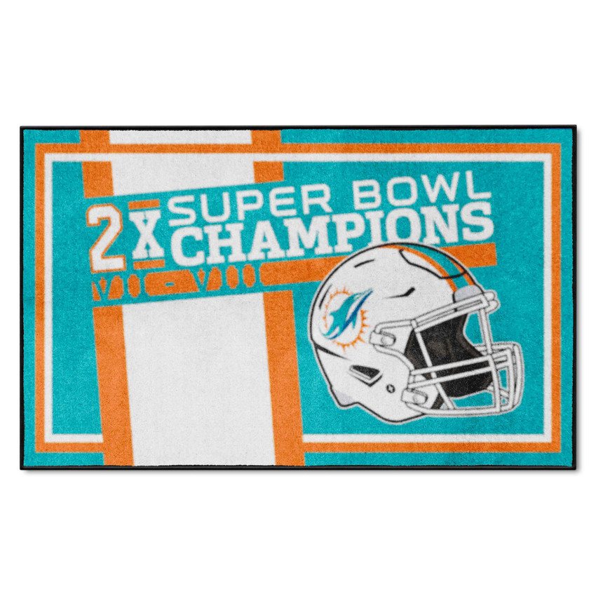 Miami Dolphins Dynasty 4x6 Rug Dolphins Helmet Logo 2x Turquoise