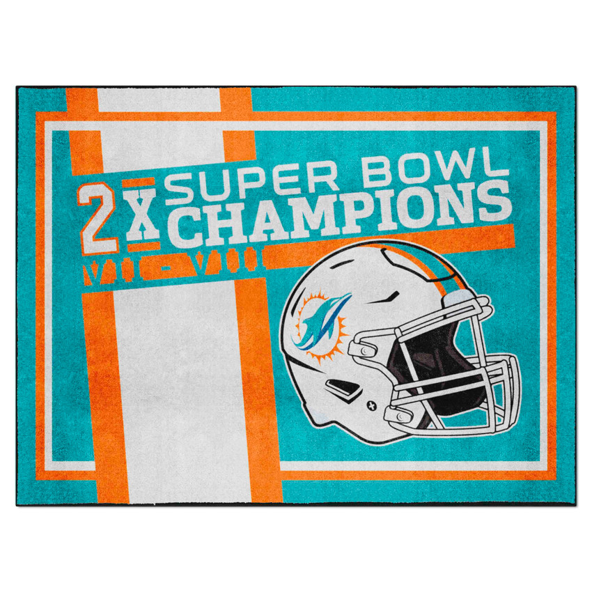 Miami Dolphins Dynasty 8x10 Rug Dolphins Helmet Logo 2x Turquoise
