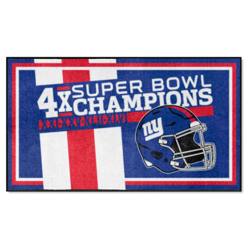 New York Giants Dynasty 3x5 Rug Giants Helmet Logo 4x Blue