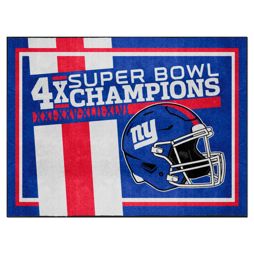 New York Giants Dynasty 8x10 Rug Giants Helmet Logo 4x Blue