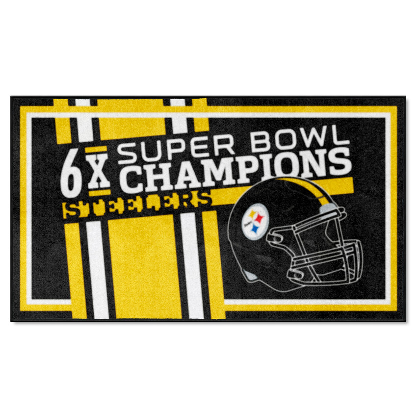 Pittsburgh Steelers Dynasty 3x5 Rug Steelers Helmet Logo 6x Yellow