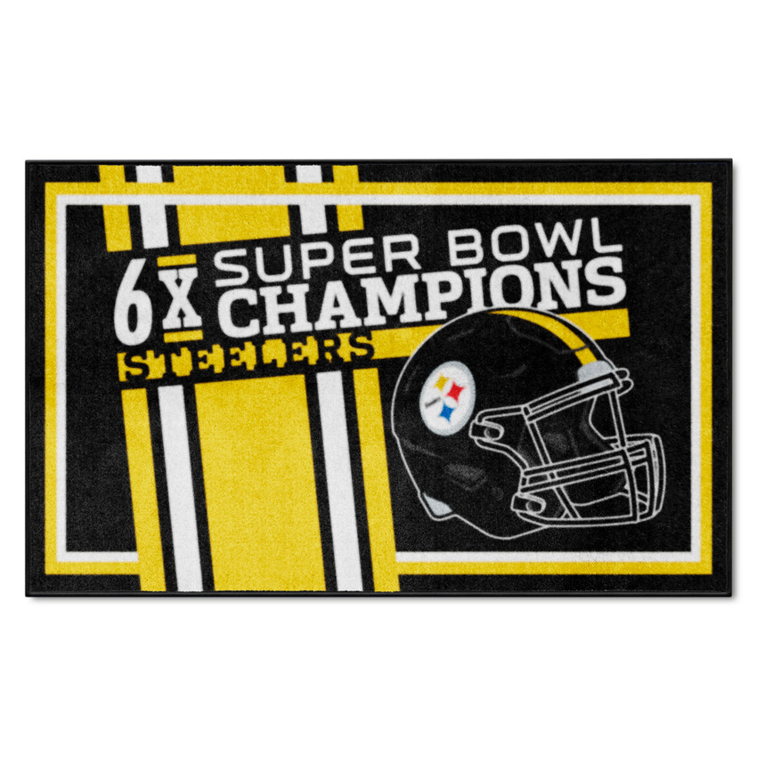 Pittsburgh Steelers Dynasty 4x6 Rug Steelers Helmet Logo 6x Yellow