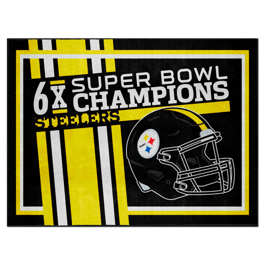 Pittsburgh Steelers Dynasty 8x10 Rug Steelers Helmet Logo 6x Yellow