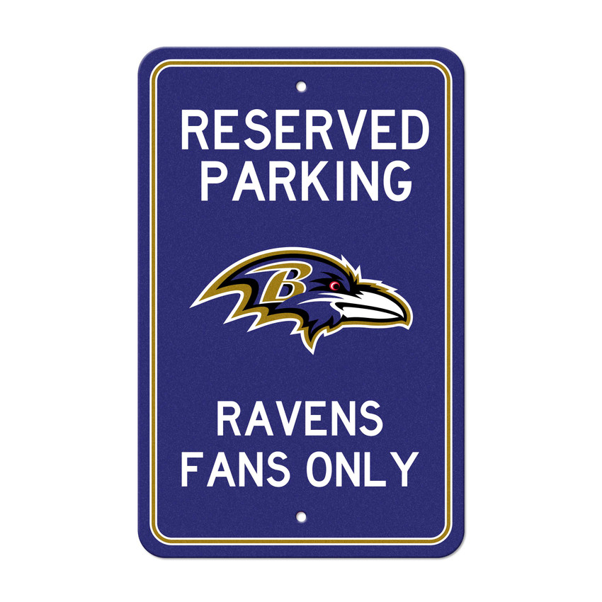 Baltimore Ravens Team Color Reserved Parking Sign Decor 18in. X 11.5in. Lightweight