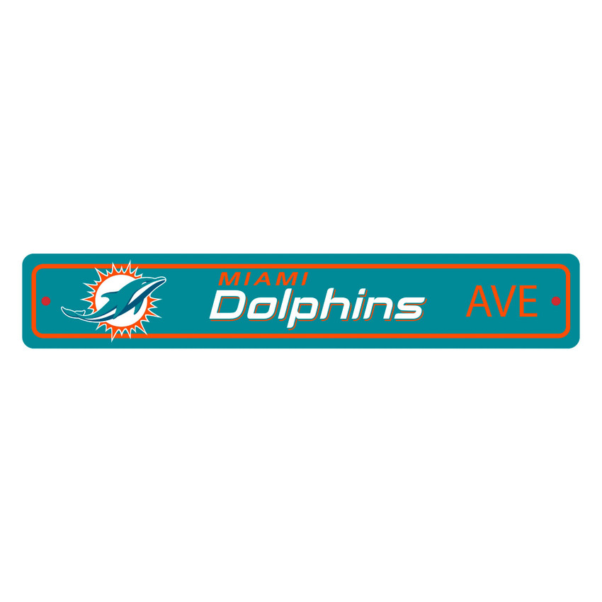 Miami Dolphins Team Color Street Sign D√©cor 4in. X 24in. Lightweight
