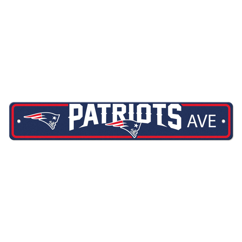 New England Patriots Team Color Street Sign D√©cor 4in. X 24in. Lightweight