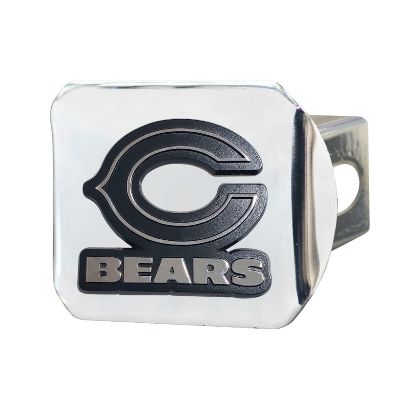 Chicago Bears Chrome Metal Hitch Cover with Chrome Metal 3D Emblem C Primary Logo & Wordmark
