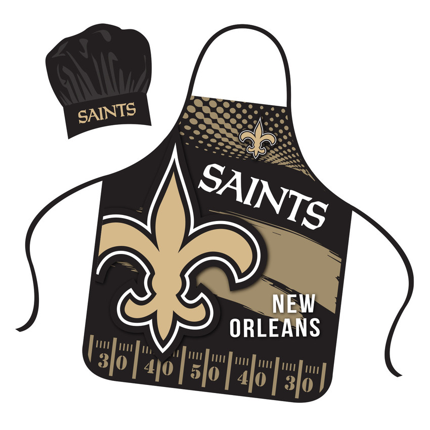 New Orleans Saints Chef Hat and Apron Set Cooking Kitchen BBQ Fan Gear