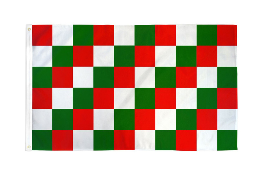 Red, Green & White Checkered Flag 3x5ft Poly