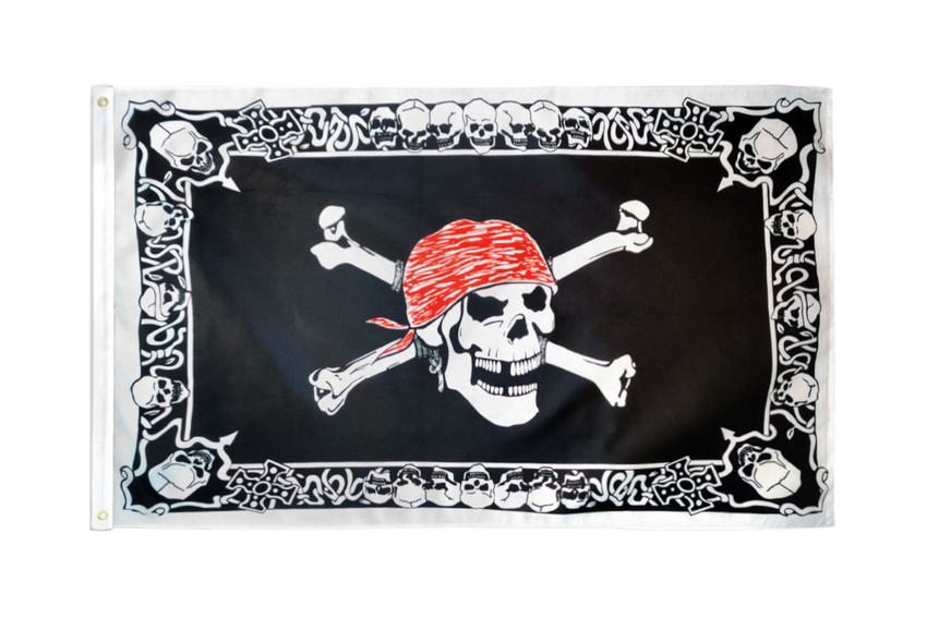 Skull With Border Pirate Flag 3x5ft Poly