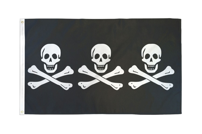C. Condent 3 Skulls Pirate Flag 3x5ft Poly