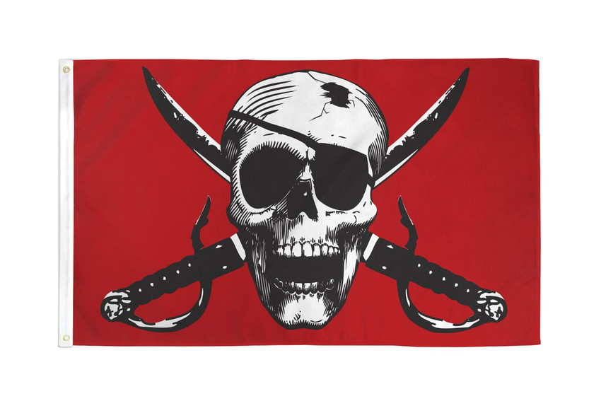 Crimson Pirate Waterproof Flag 3x5ft Poly