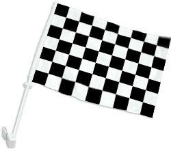 Black & White Checkered Double-Sided Car Flag