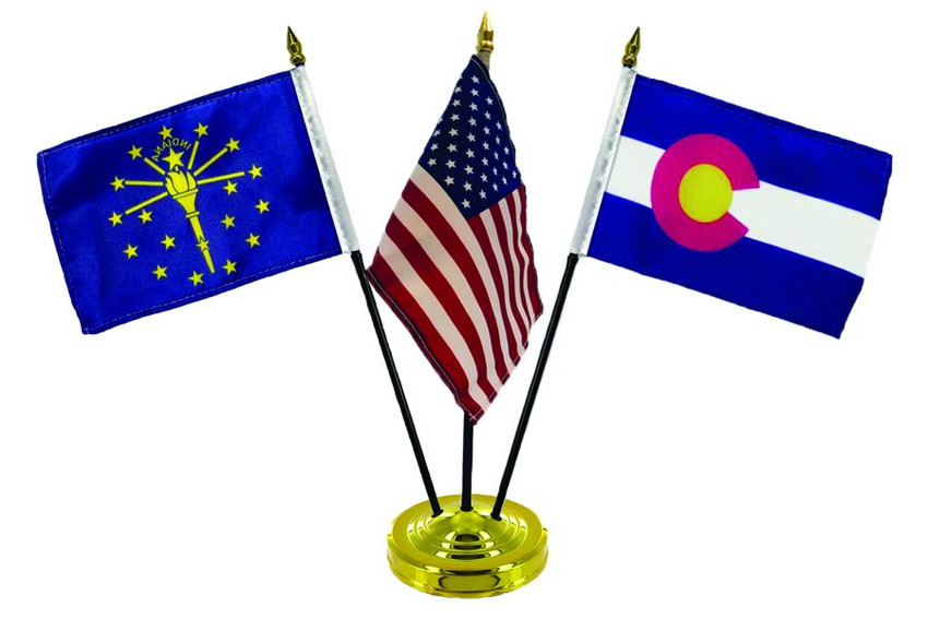 3-Hole Desktop Flag Stand for 4x6 inch flag (Weighted)