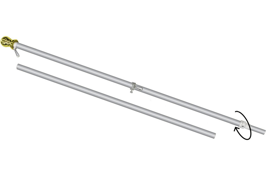 6ft Spinning Stabilizer Flag Pole (Silver)