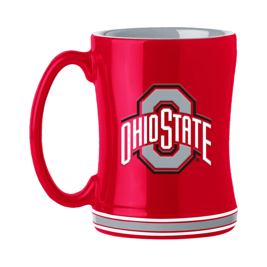 Ohio State Buckeyes Sculpted Relief Coffee Mug 14oz Team Color NFL Drinkware