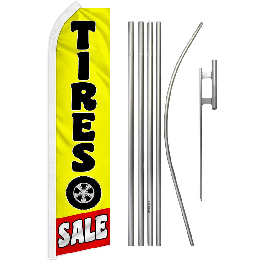 Tires Sale (Red & Yellow) Super Flag & Pole Kit