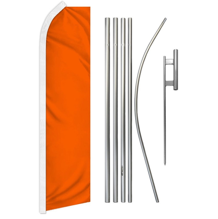 Orange Solid Color Super Flag & Pole Kit
