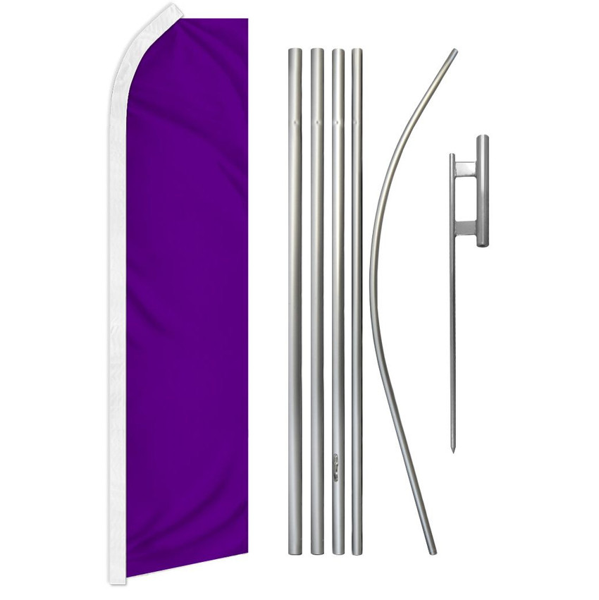 Purple Solid Color Super Flag & Pole Kit