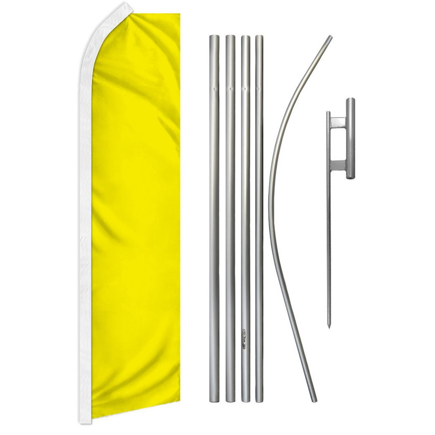 Yellow Solid Color Super Flag & Pole Kit