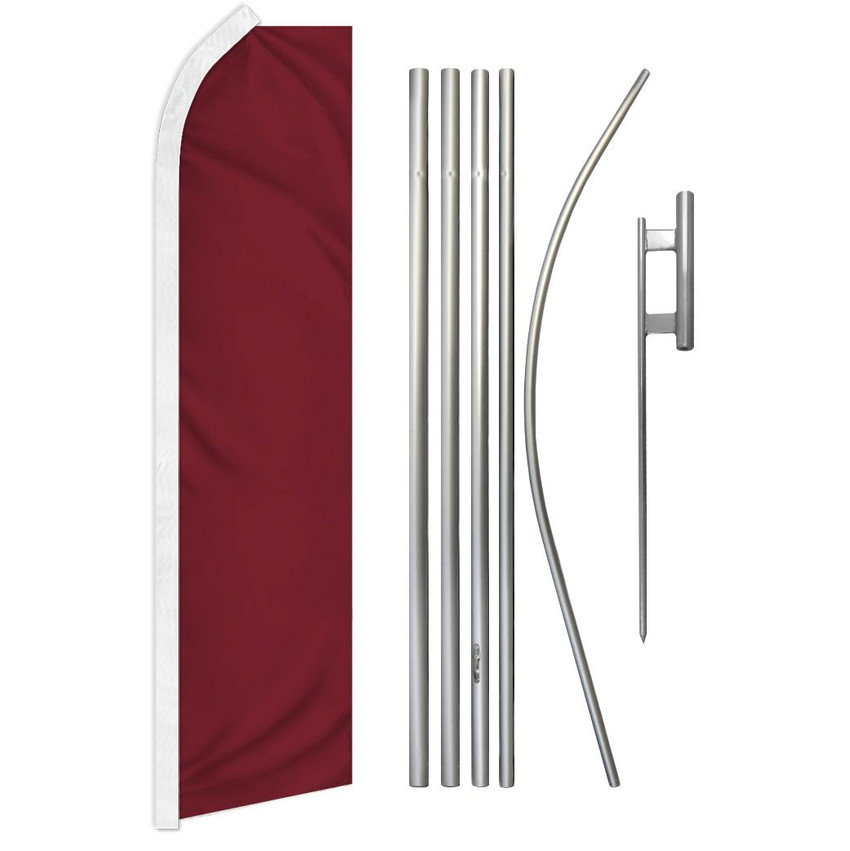 Burgundy Solid Color Super Flag & Pole Kit