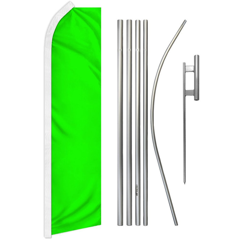 Neon Green Solid Color Super Flag & Pole Kit