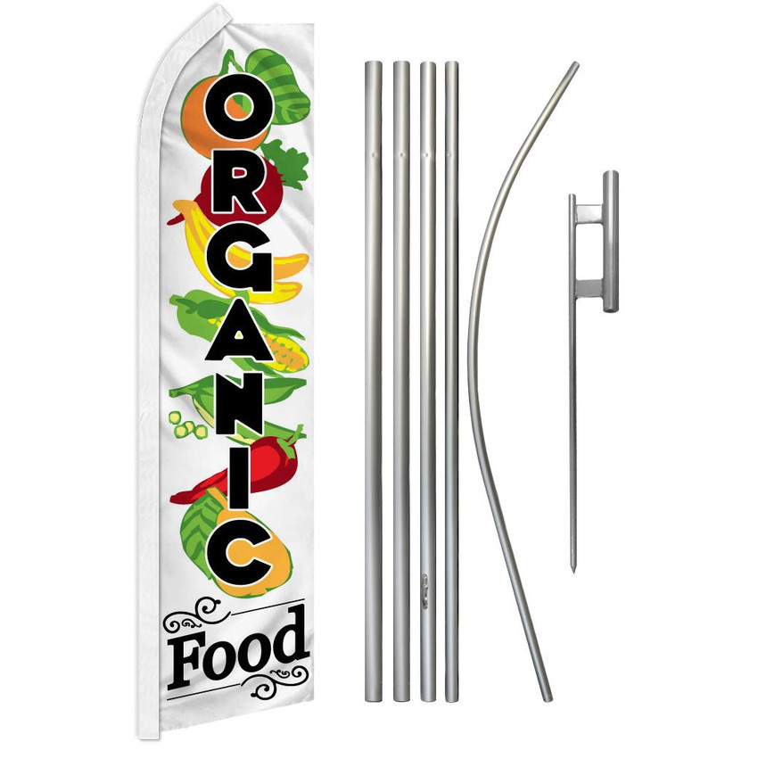 Organic Food Super Flag & Pole Kit