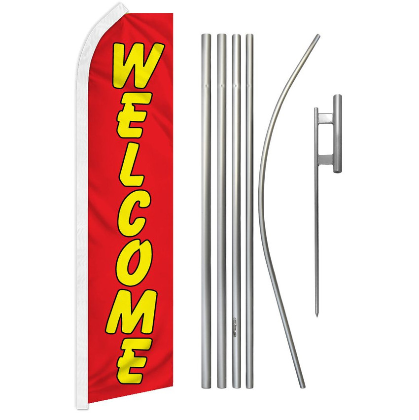 Welcome (Red & Yellow) Super Flag & Pole Kit