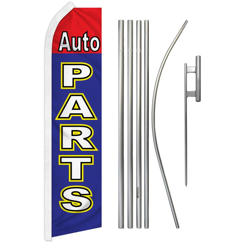 Auto Parts Super Flag & Pole Kit