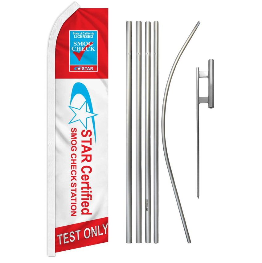 Star Smog Check Test Only Super Flag & Pole Kit