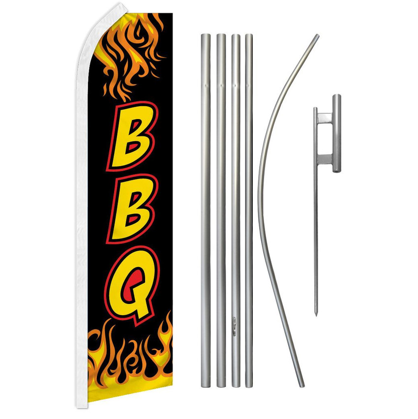 BBQ (Black) Super Flag & Pole Kit