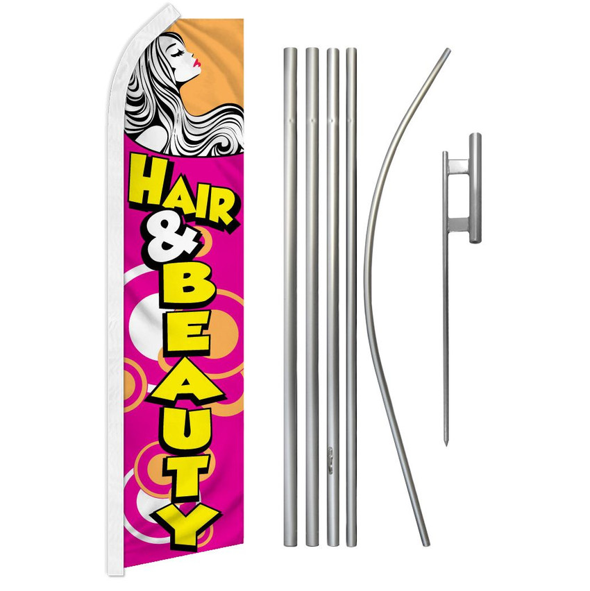 Hair & Beauty Super Flag & Pole Kit