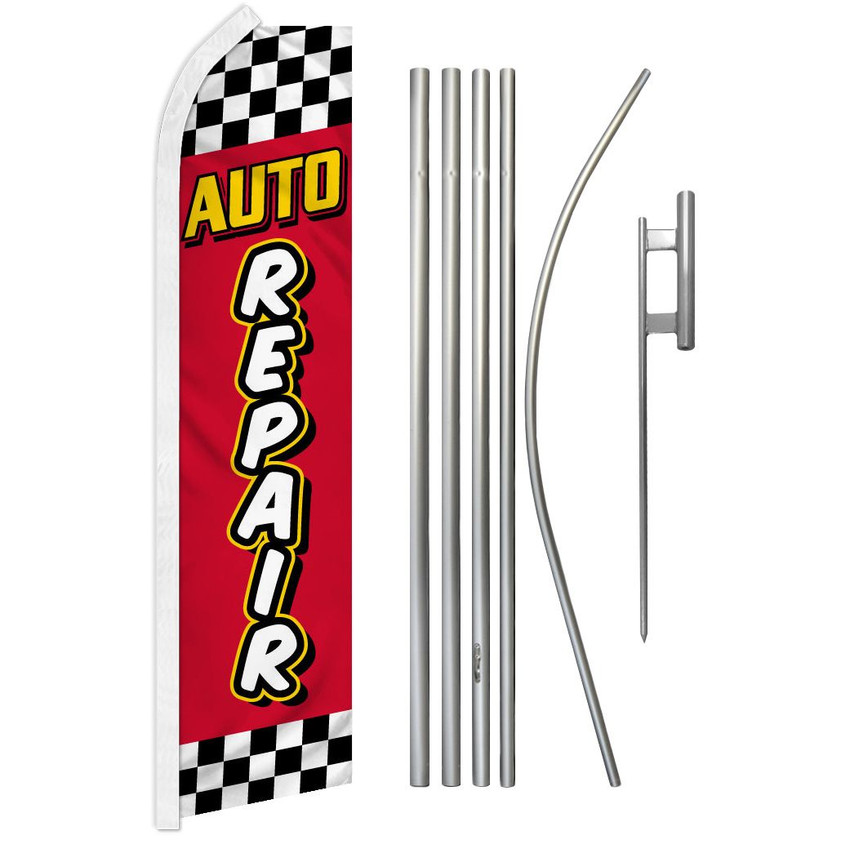 Auto Repair (Red & Yellow) Super Flag & Pole Kit