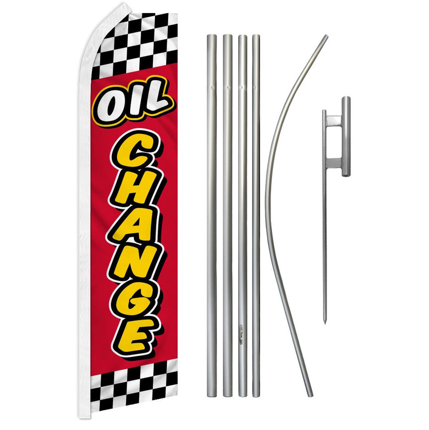 Oil Change (Red & Yellow) Super Flag & Pole Kit