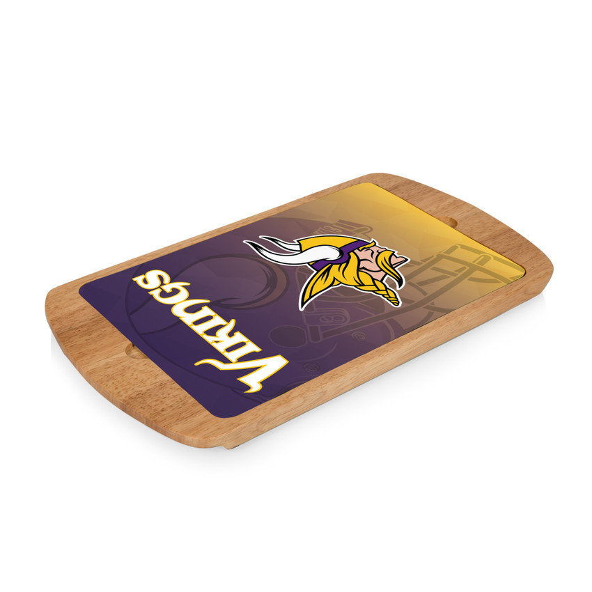Minnesota Vikings Billboard Glass Top Serving Tray, (Parawood)